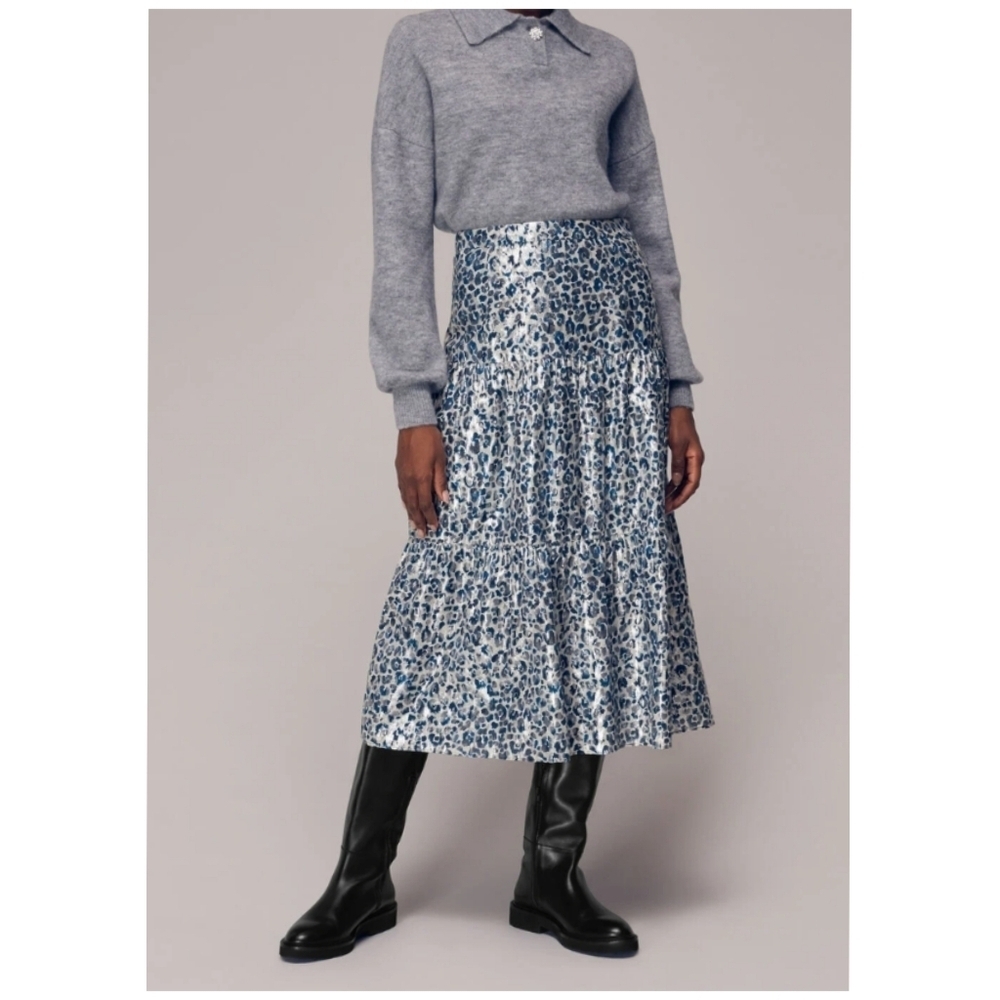 Whistles Multicolour Animal Metallic Skirt
